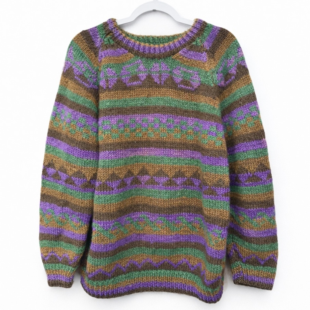 Ganesh Hamil 100%Wool Sweater Knitted Oversized Men Womens Unisex Vintage L